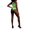 Ouch! Glow Ensemble Bustier et Culotte Filet Vert Fluo